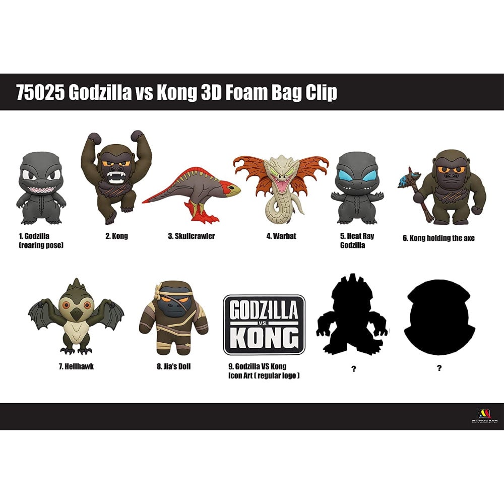 Godzilla Vs Kong 3D Foam Bag Clip